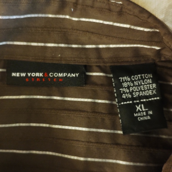 New York & Co Women's Brown Striped Shirt - Picture 4 of 4